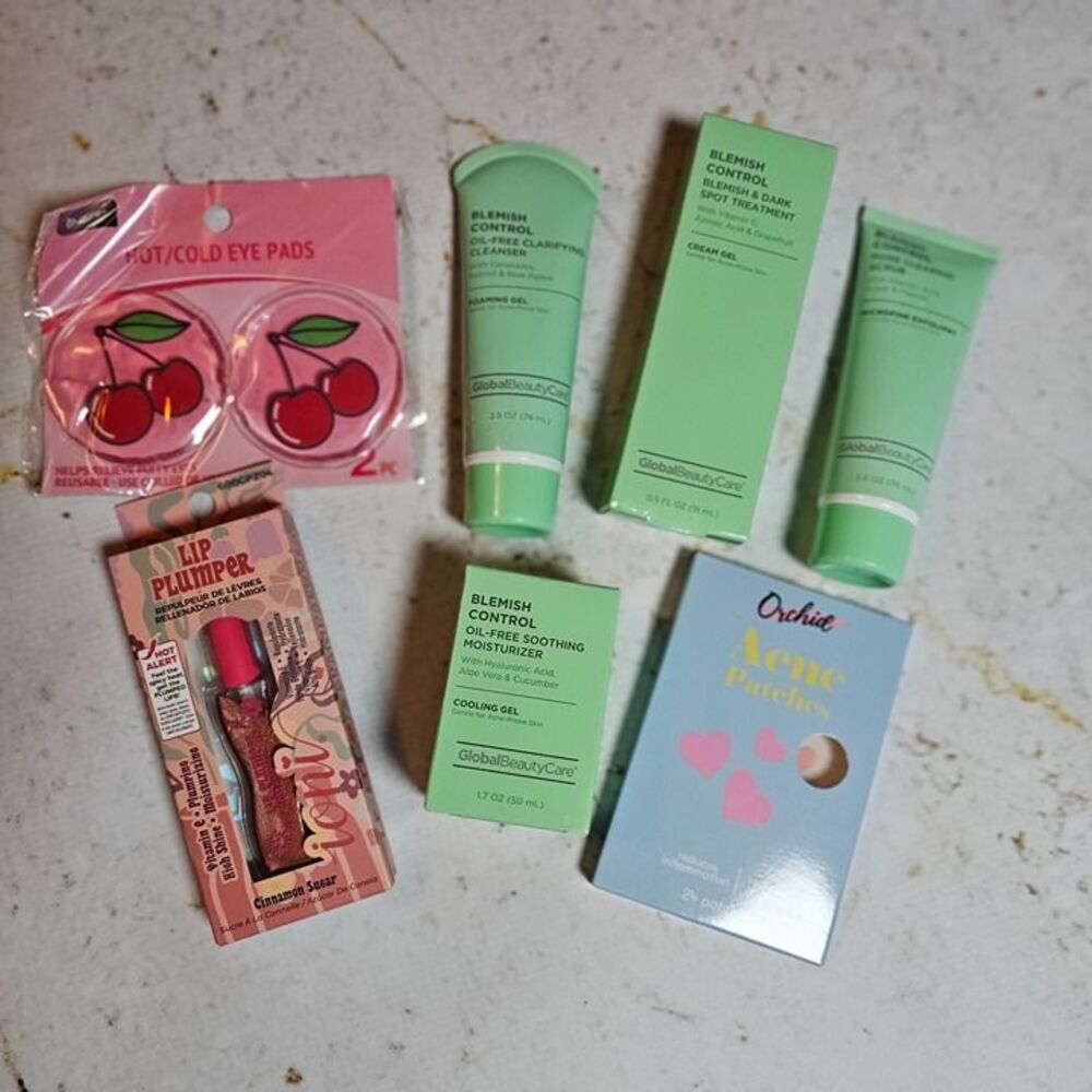 New Beauty Bundle Lot – Blemish Control Skincare, Lip Plumper, Eye Pads, Acne Pa